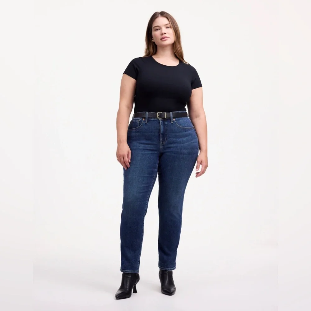 Madewell Plus Curvy Mid-Rise Stovepipe Jeans in Deming Wash Size 18W - Picture 1 of 7